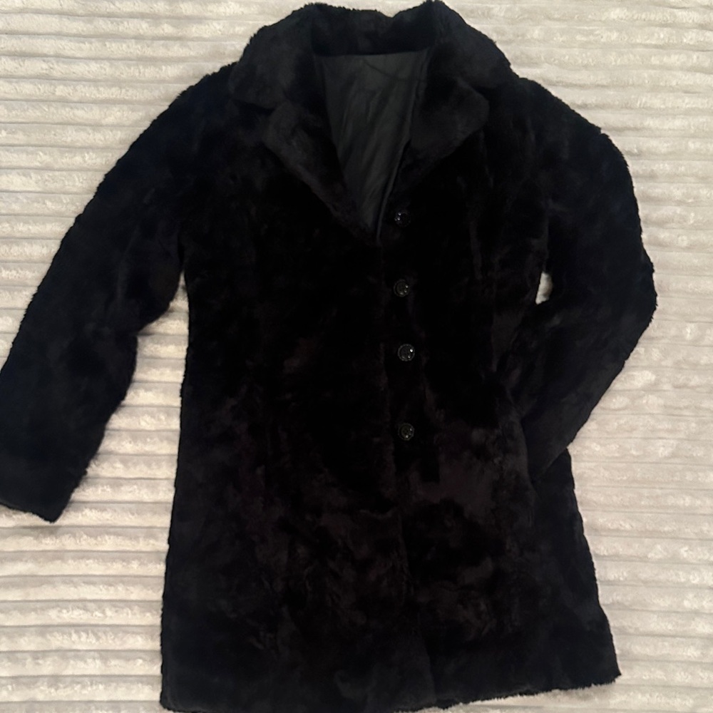 Elegant Black Faux Fur Coat